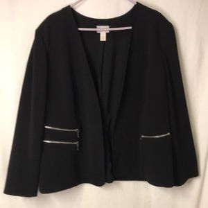 CHICO’S Women’s Plus Size Open Front Jacket Blazer Black Size 2XL Zipper Pockets